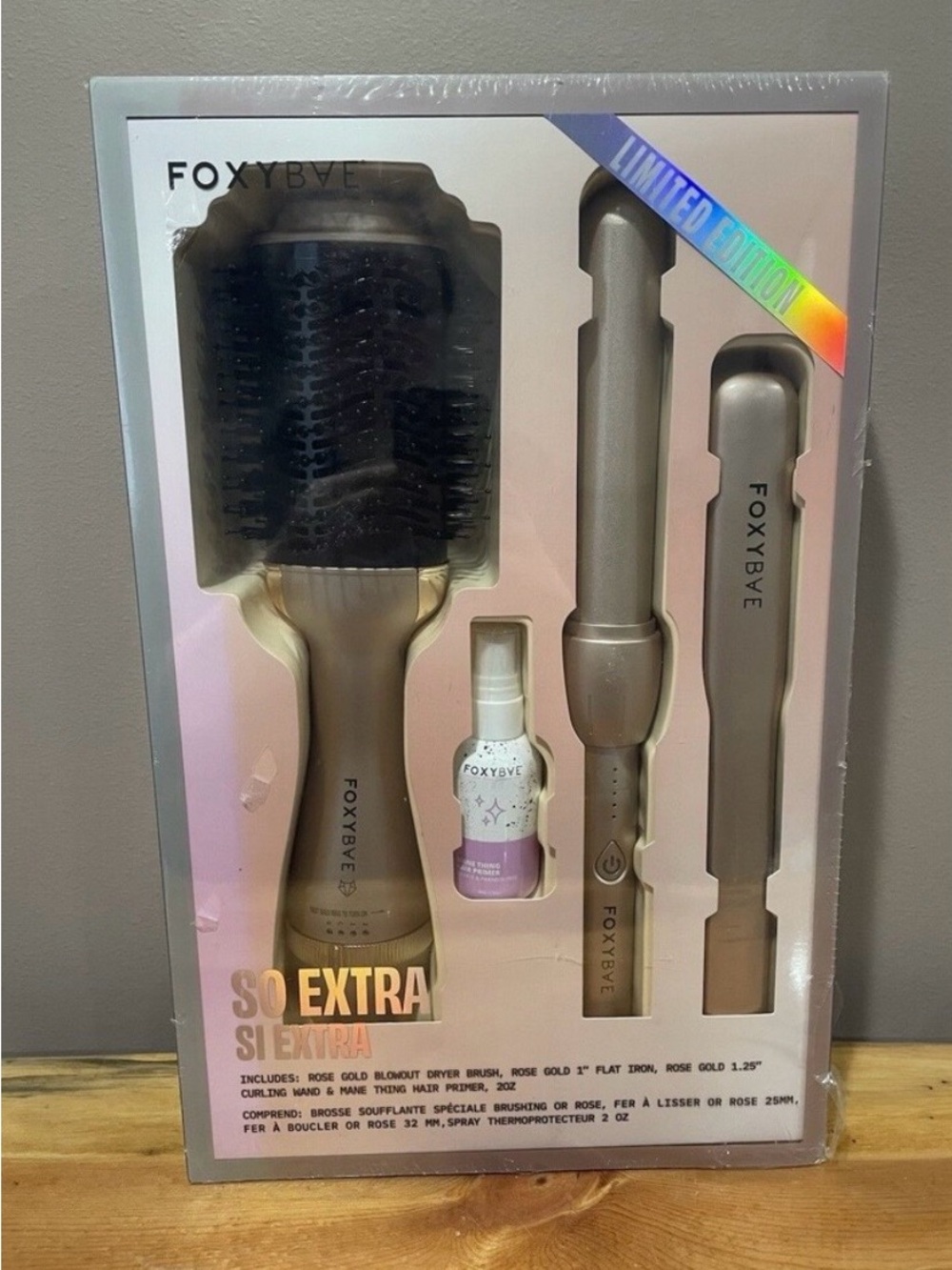 FoxyBae So Extra Large Rose Gold 3-in-1 Blowout Brush Hair Dryer Styler NWT